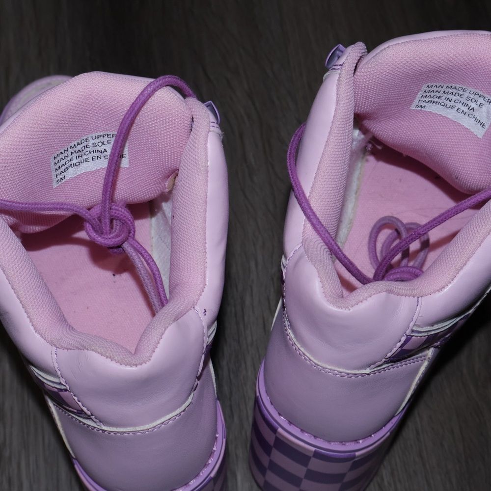 PINK/LAVENDER QOZMO CHECKERPLATFORM SNEAKERS womens 5 - Picture 4 of 12